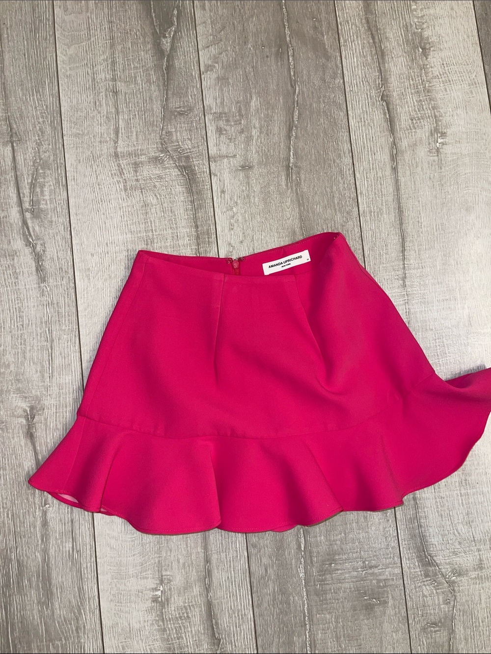 🪞Amanda Uprichard Fuchsia Ruffle Hem Skirt XXS-Never Worn! read description!🪞